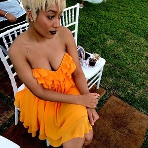 Arden B Orange Strapless Cocktail Dress